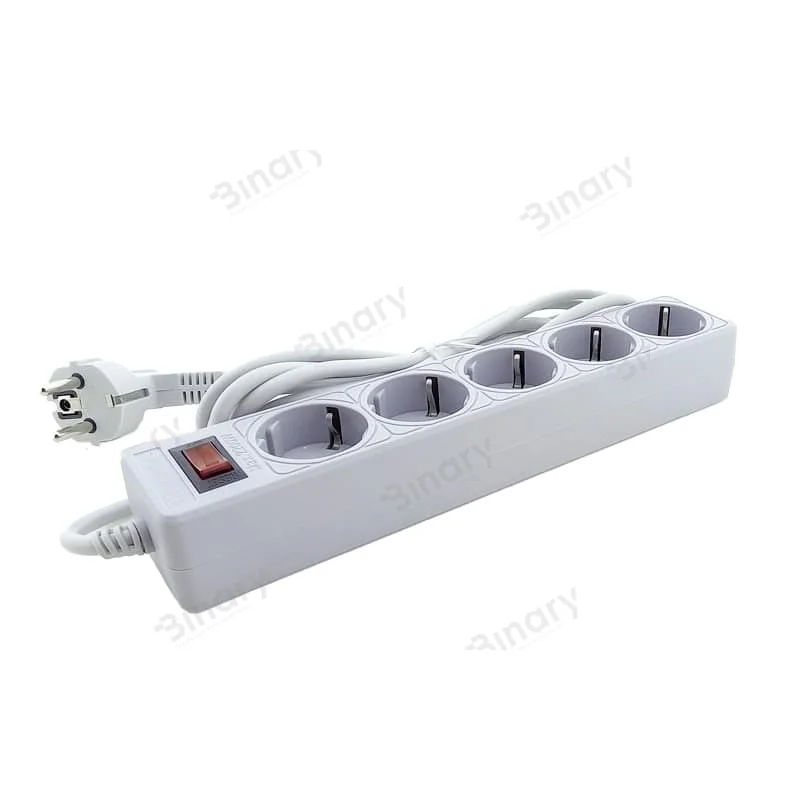 Мережевий фільтр 5 гнізд із заземленням, 3 м Сірий — фото 2