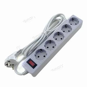 Мережевий фільтр 5 гнізд із заземленням, 3 м Сірий — фото 1